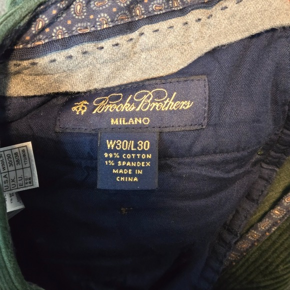 Brooks Brothers Milano Fit Corduroy Pants Men's 30 x 30 Green Meas 29x29 - Picture 9 of 11